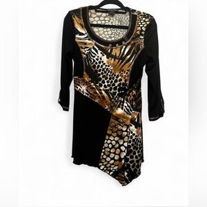 Stylish Women's Black and Gold Blouse